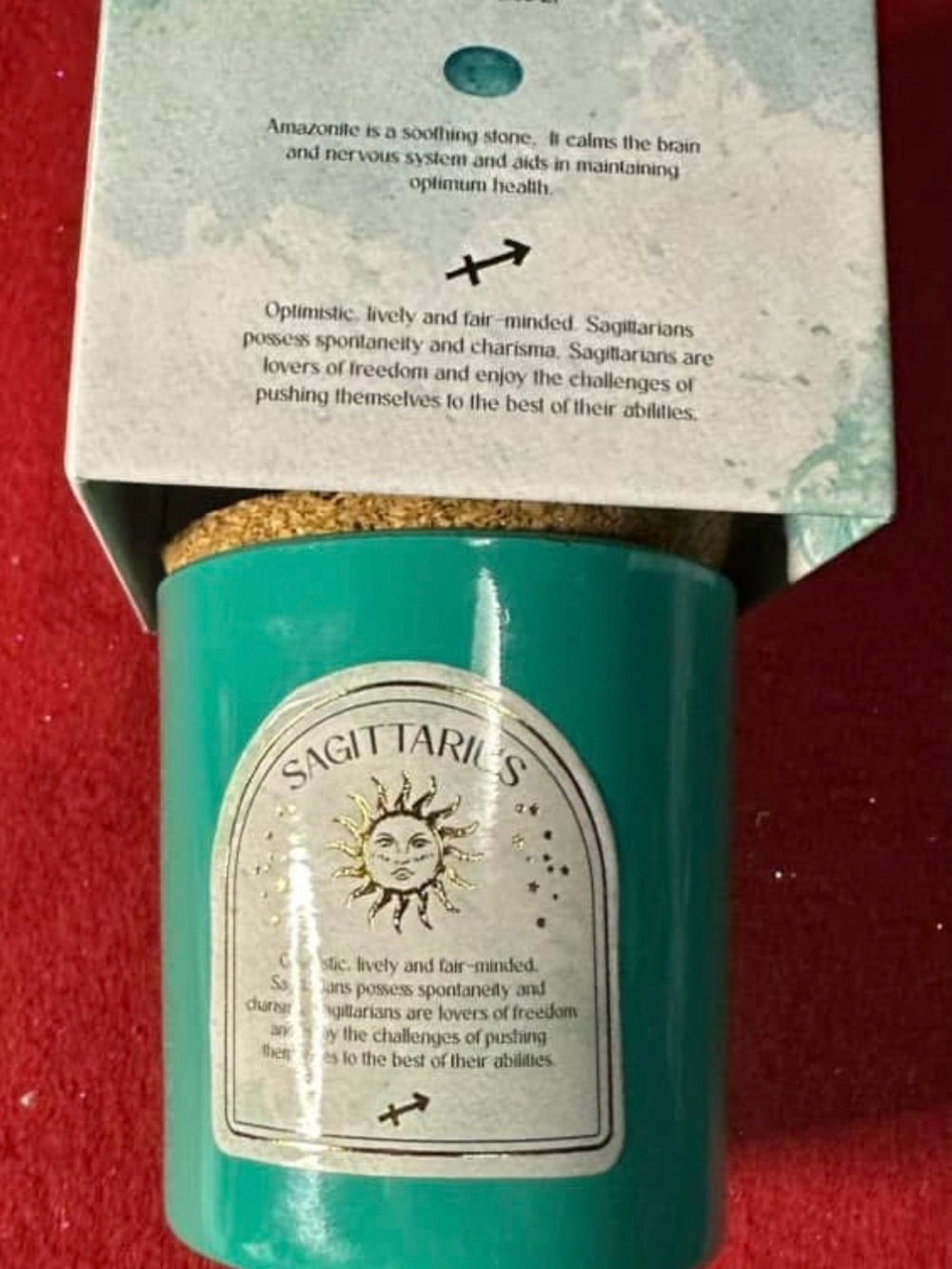 Sagittarius Scented Candle - Teal Ceramic Jar with Cork Lid